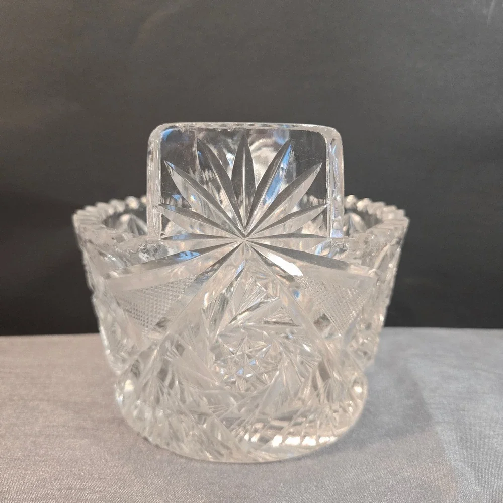 Antique ABP American Brilliant Cut‎ Glass Tab Handled Ice Bucket
